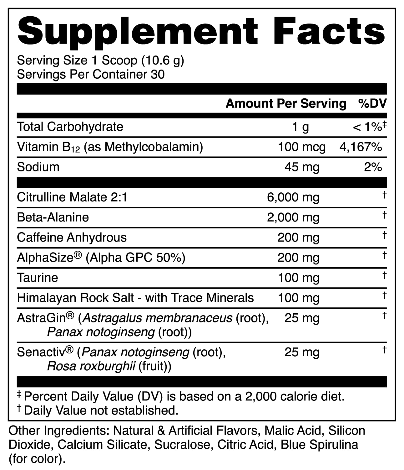 Bucked Up pre-workout powder tub close-up showcases clean formula and ingredients