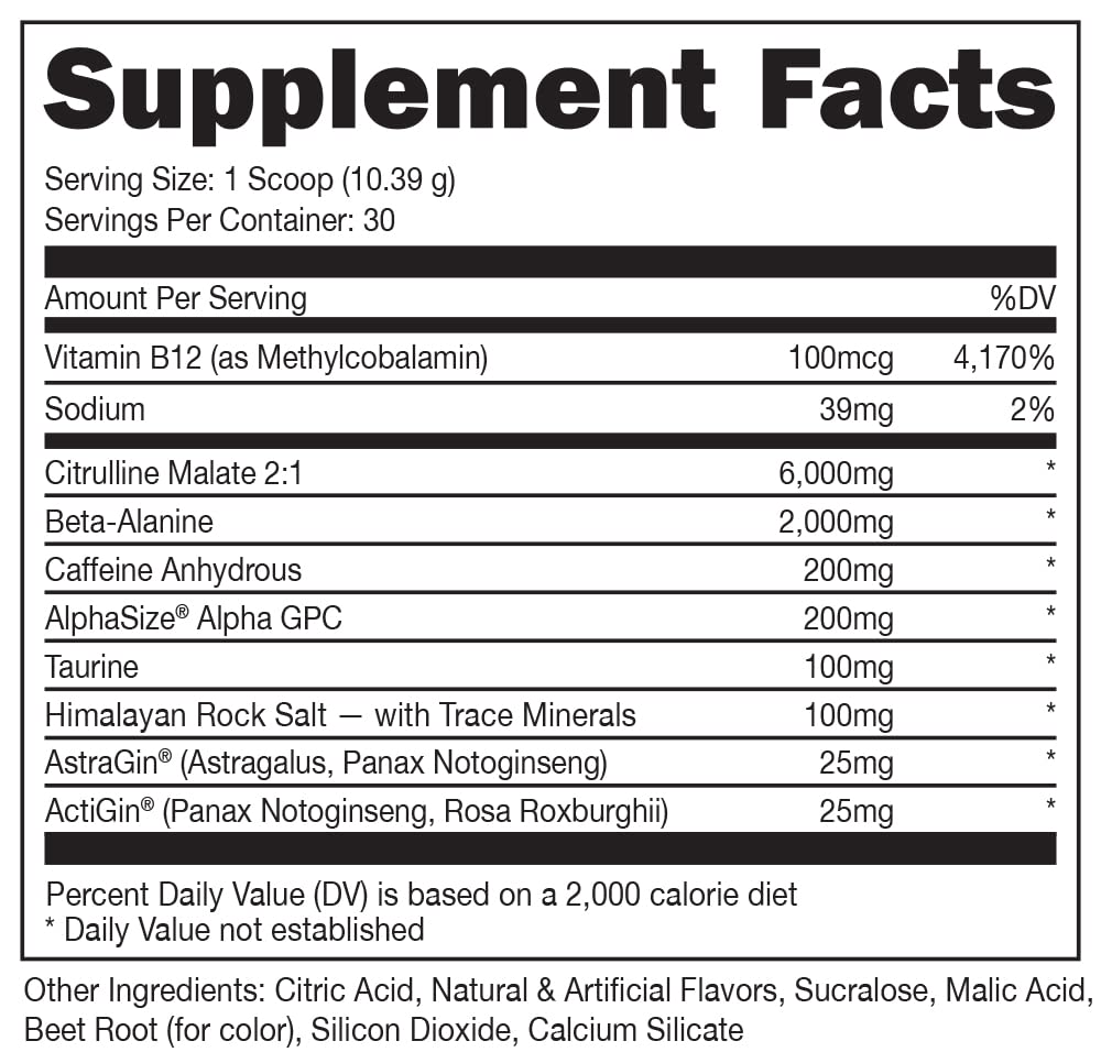 Closeup of Bucked Up Red Raz label highlighting transparent nutrition and flavor without sugar
