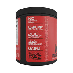 Bucked Up Woke Blood Raz flavor glass showcases bold taste for workouts.