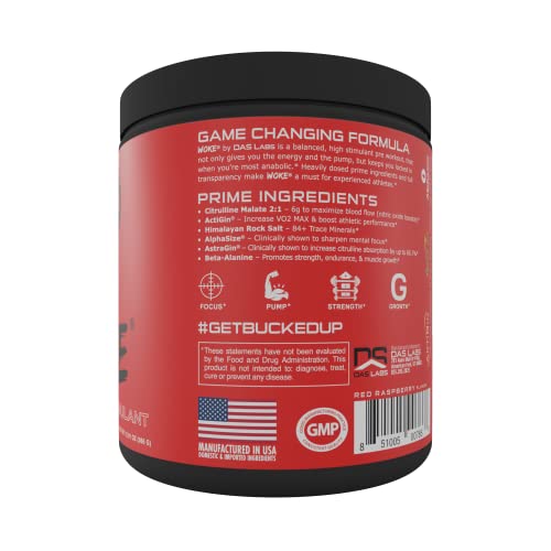 Bucked Up Woke label closeup highlighting transparent nutrition facts.