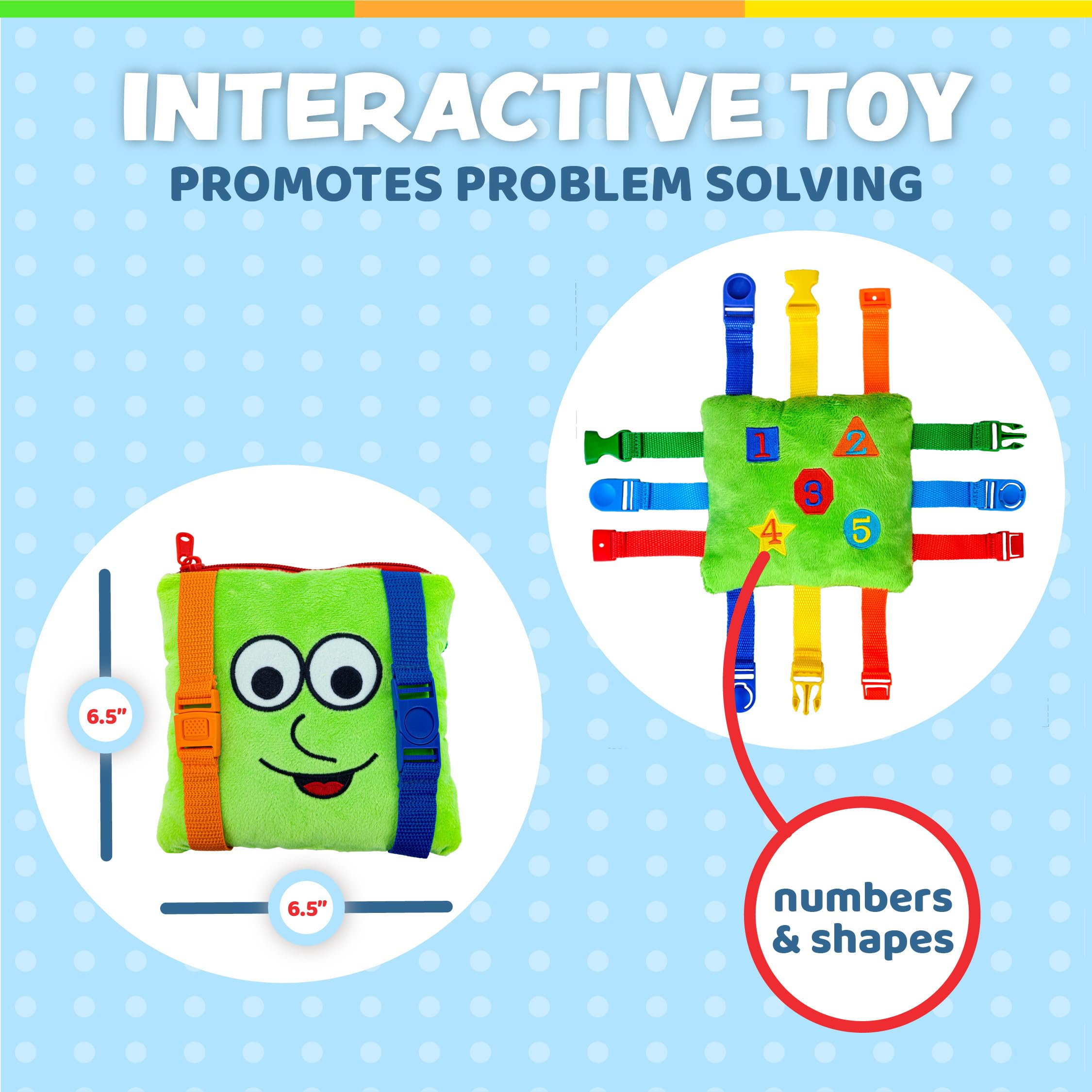 Buckle Toys Buster Square green plush square offers calming play.