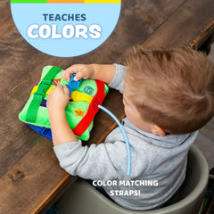 Buckle Toys Buster Square travel clip keeps kids engaged during trips.