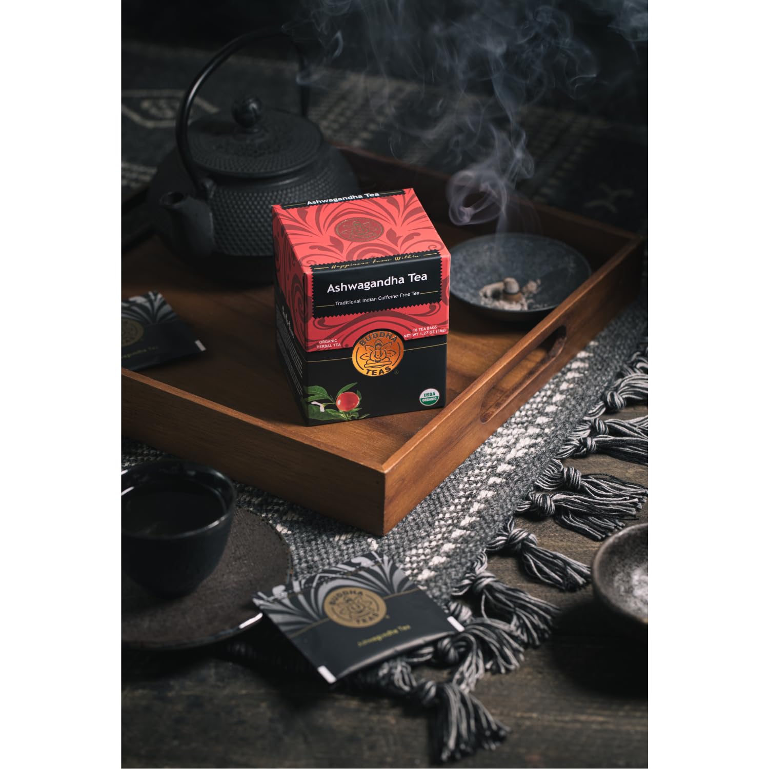 Buddha Teas Ashwagandha caffeine-free option for evenings