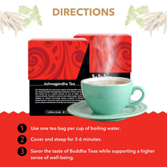 Buddha Teas Ashwagandha ingredients highlight organic root quality
