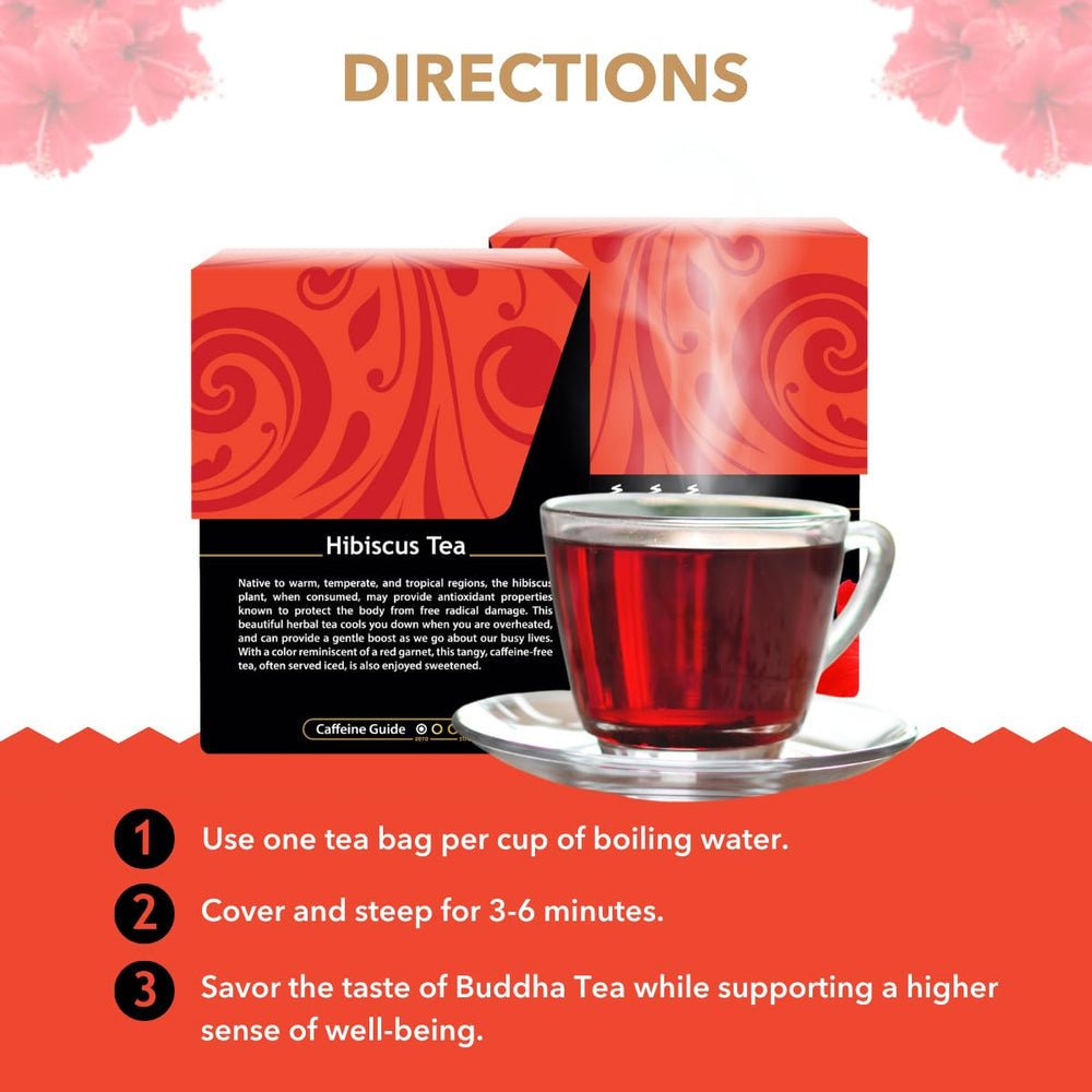 Buddha Teas Hibiscus close-up of hibiscus blossoms rich in antioxidants