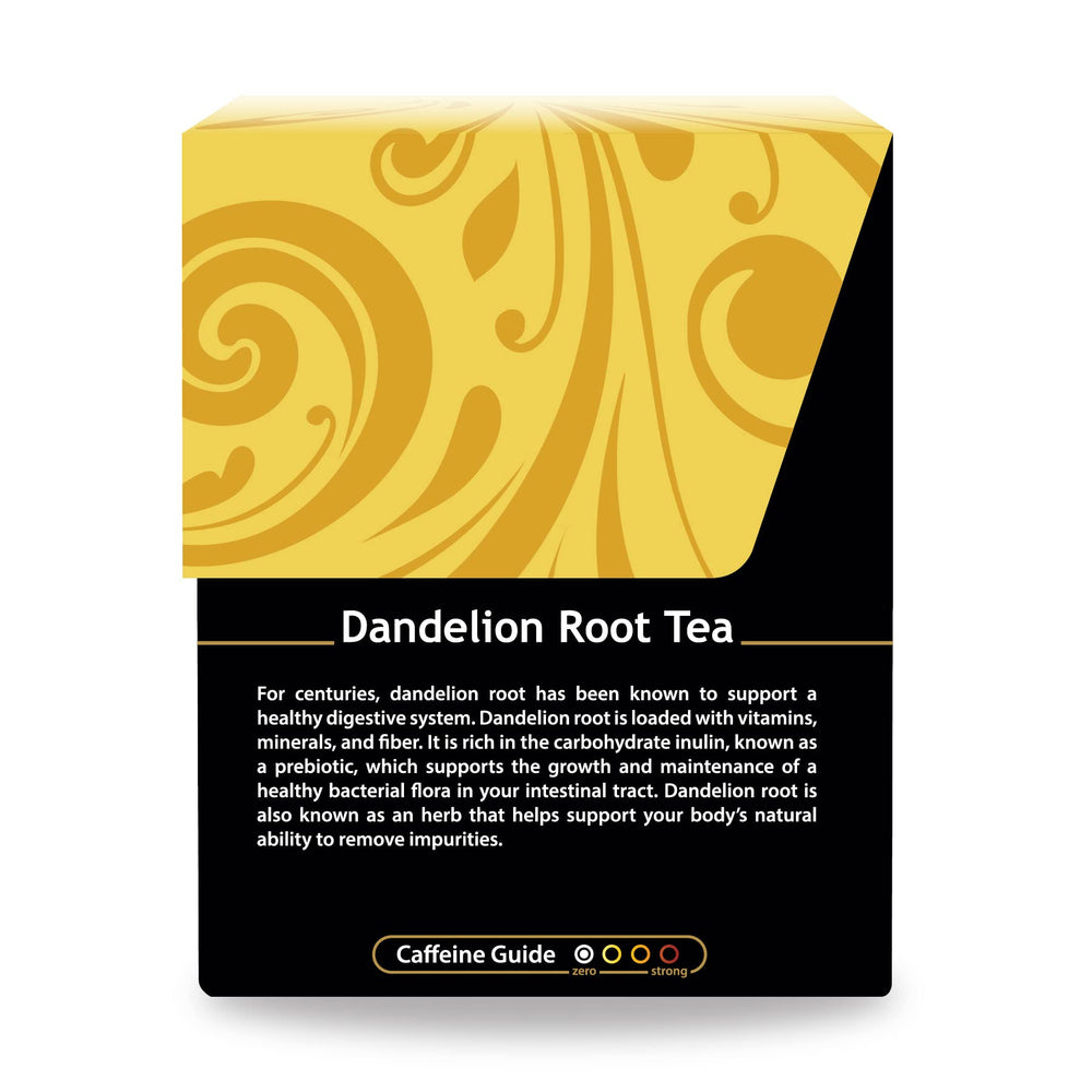 Buddha Teas Organic Dandelion Root Tea cup with steam for a relaxing moment.