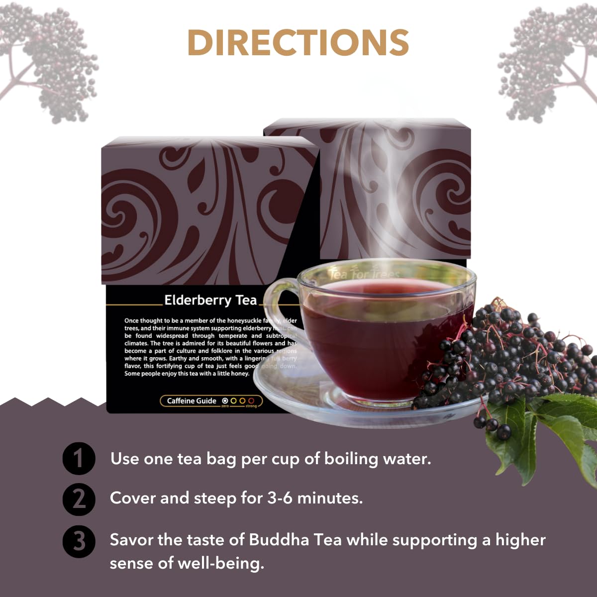 Buddha Teas Organic Elderberry from Europe highlighting quality sourcing