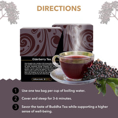 Buddha Teas Organic Elderberry from Europe highlighting quality sourcing