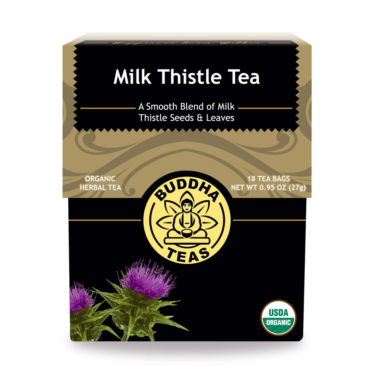 Buddha Teas Organic Milk Thistle Tea bag ready to brew, caffeine-free moment.