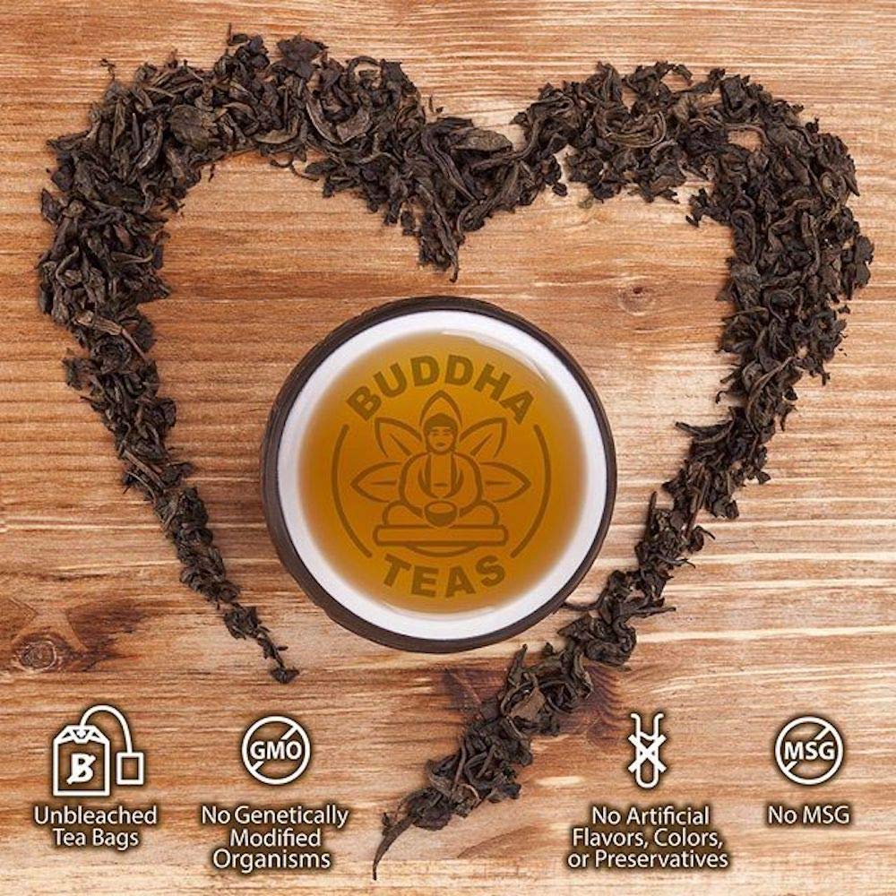 Buddha Teas Organic Milk Thistle Tea leaf close-up highlights natural ingredients.