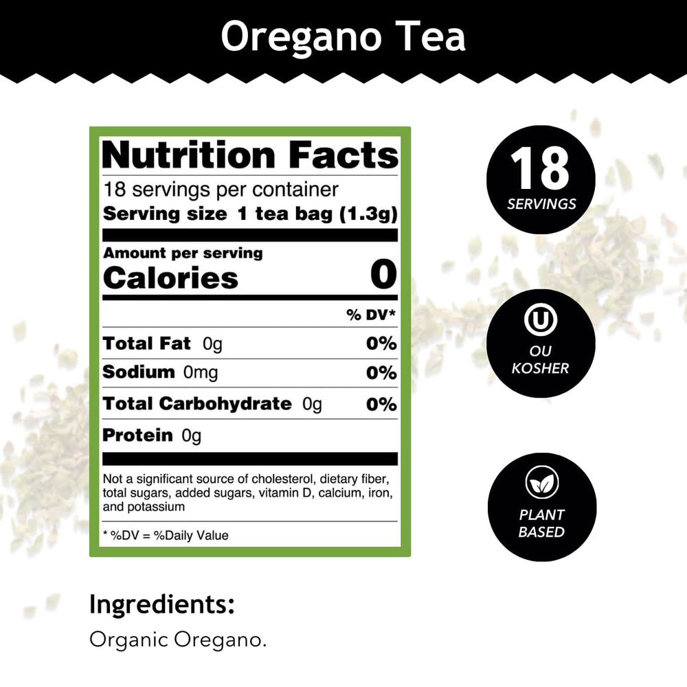 Buddha Teas Organic Oregano Tea cup ready to enjoy a caffeine-free moment.