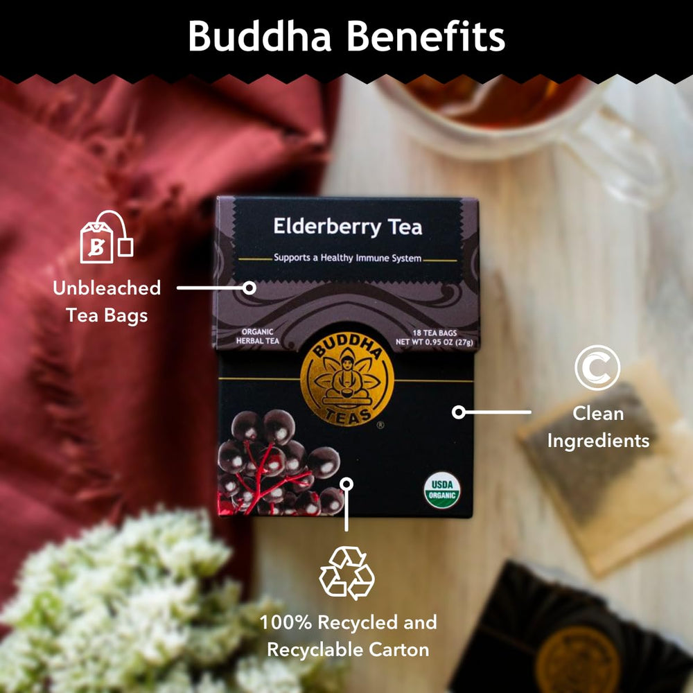 Buddha Teas Single-ingredient Elderberry Tea emphasizes purity