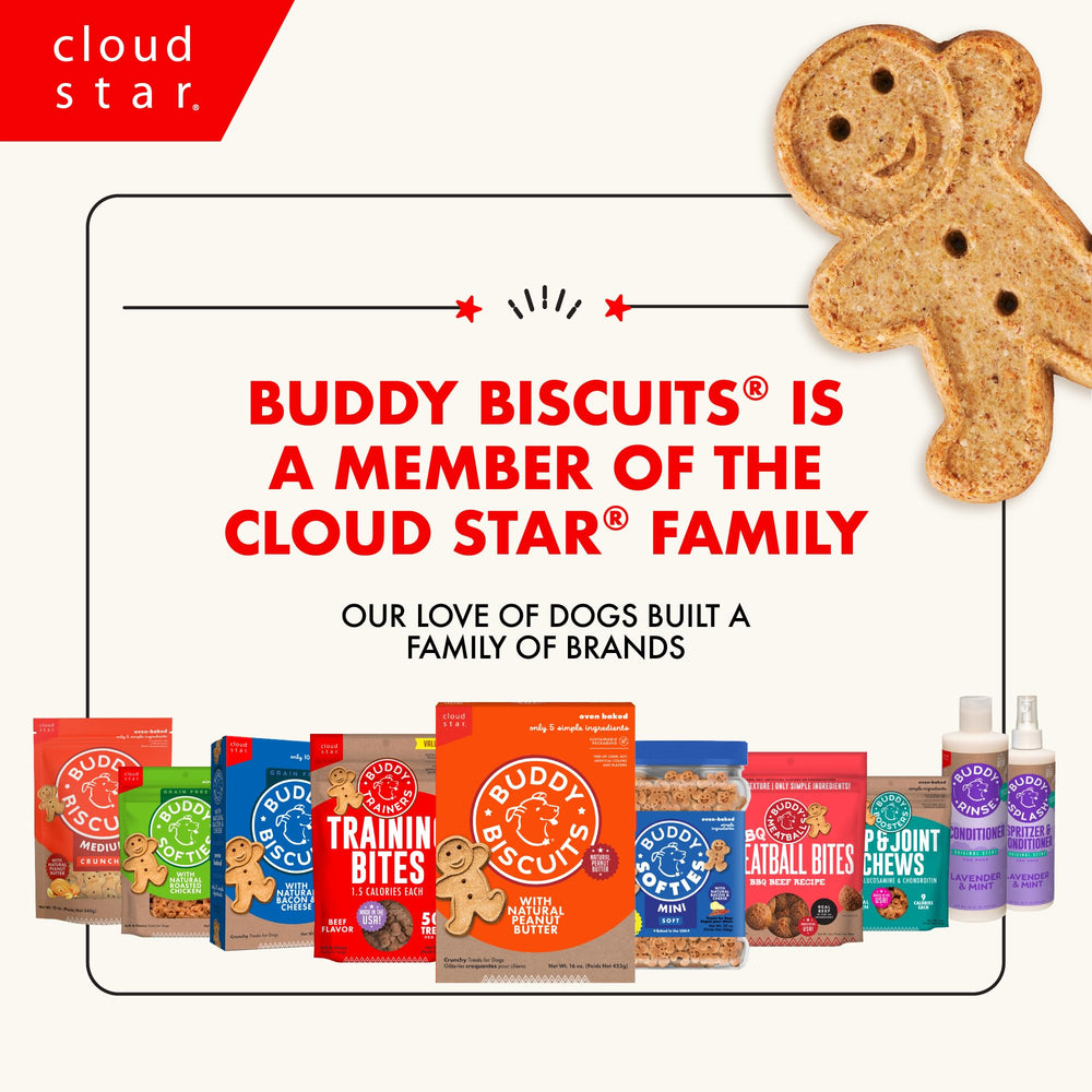 Buddy Biscuits Trainers 10 Oz packaging side view.