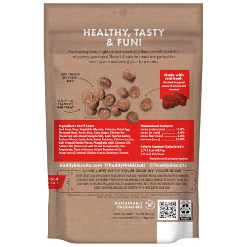 Buddy Biscuits Trainers soft-chewy texture ideal for easy chewing.