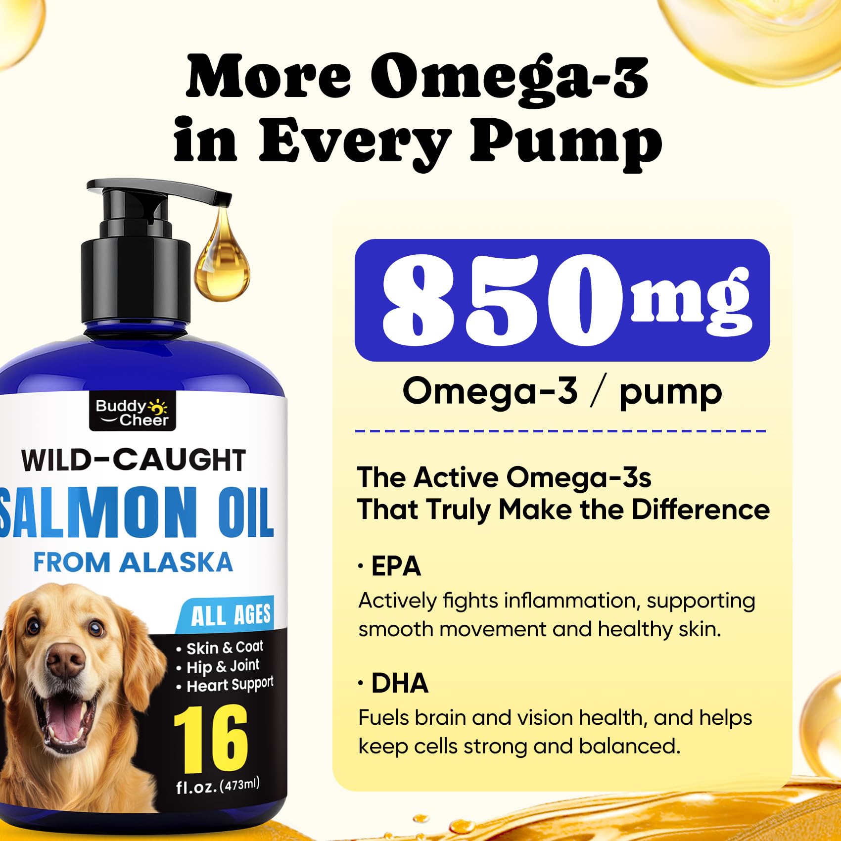 BuddyCheer Skin and coat support for dogs and cats with essential fatty acids