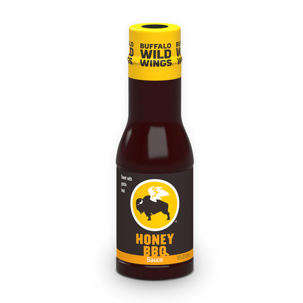 Buffalo Wild Wings Honey BBQ sauce bottle ready for dipping and marinating