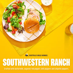 Buffalo Wild Wings Southwestern Ranch salad dressing bottle captures tangy chipotle finish.