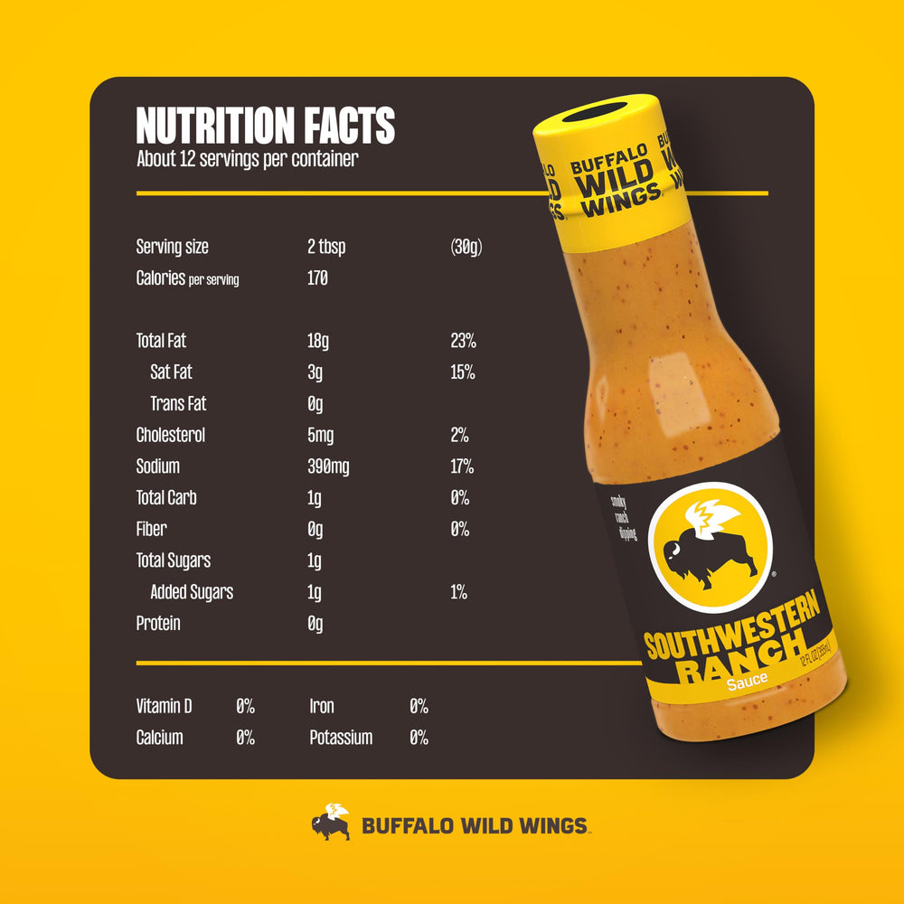 Buffalo Wild Wings Southwestern Ranch dipping plate offers versatile sauce for snacks.