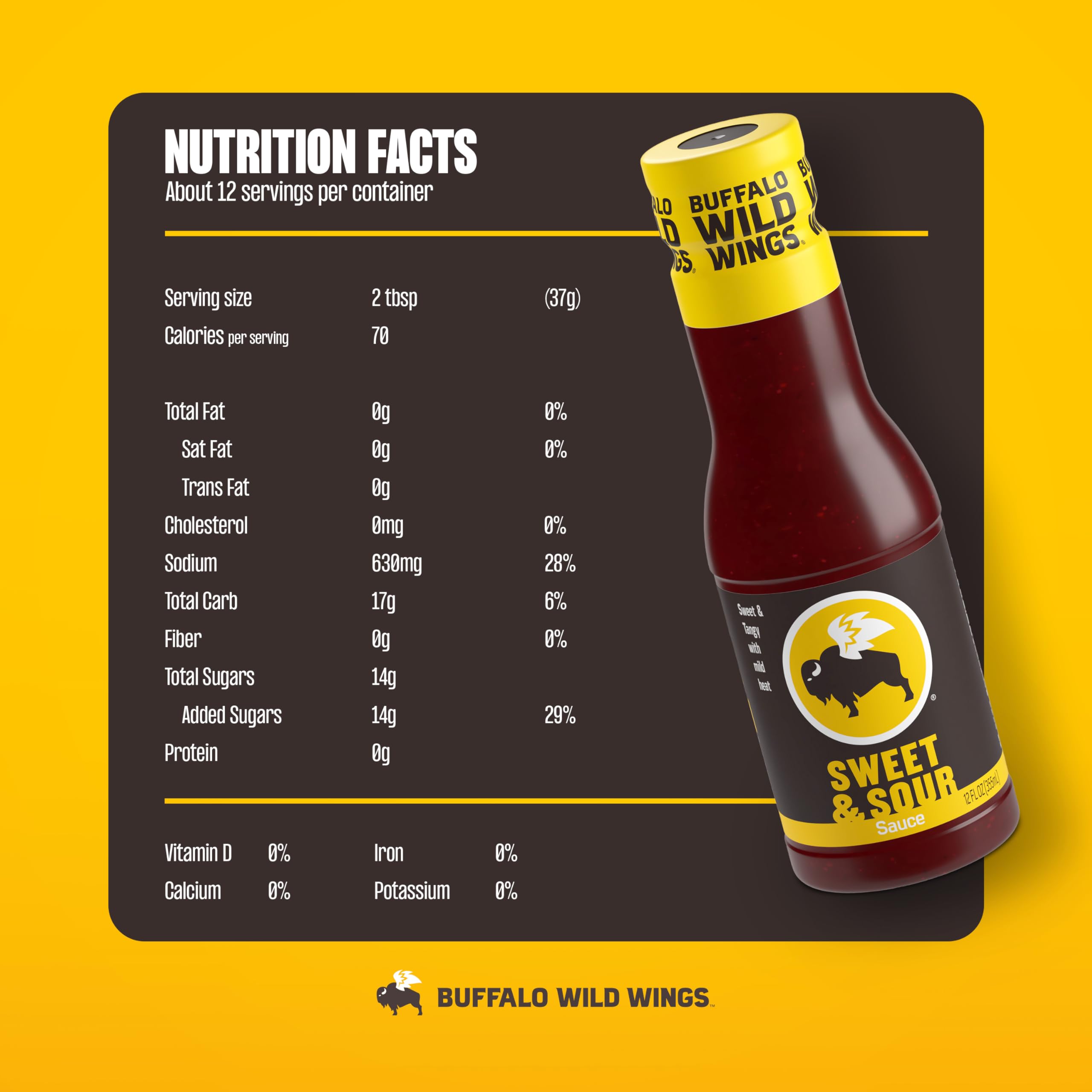 Buffalo Wild Wings Sweet and Sour Sauce used as a dip for crispy wings and veggies.