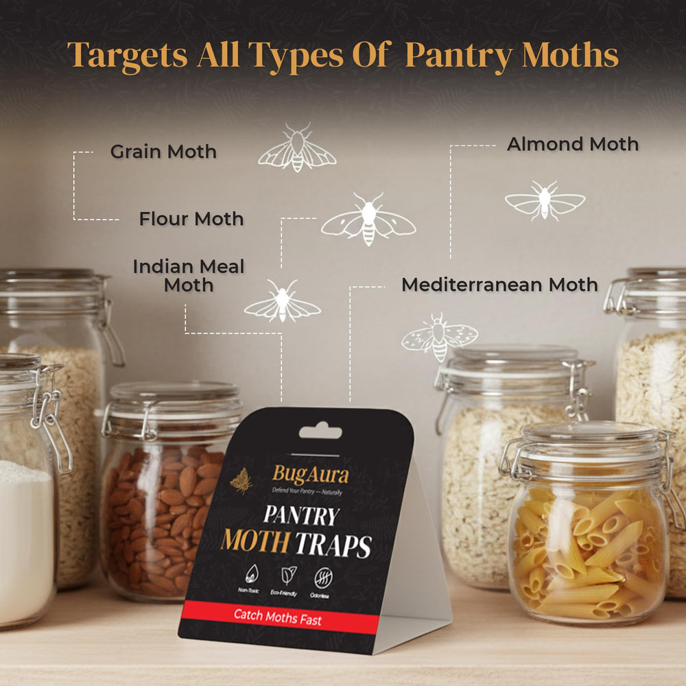BugAura pantry moth traps adhesive surface detail emphasizing long-lasting 3-month protection.