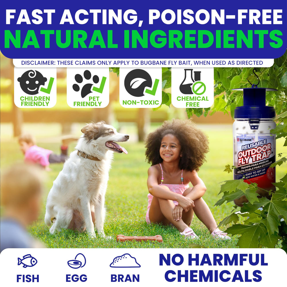 BugBane bait-refill-2-pack ensures ongoing, non-toxic fly control outdoors.