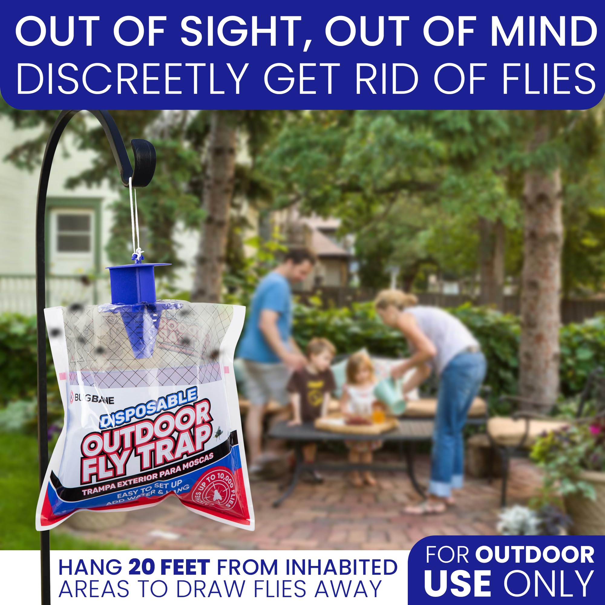 BugBane disposable outdoor fly trap bags for simple disposal