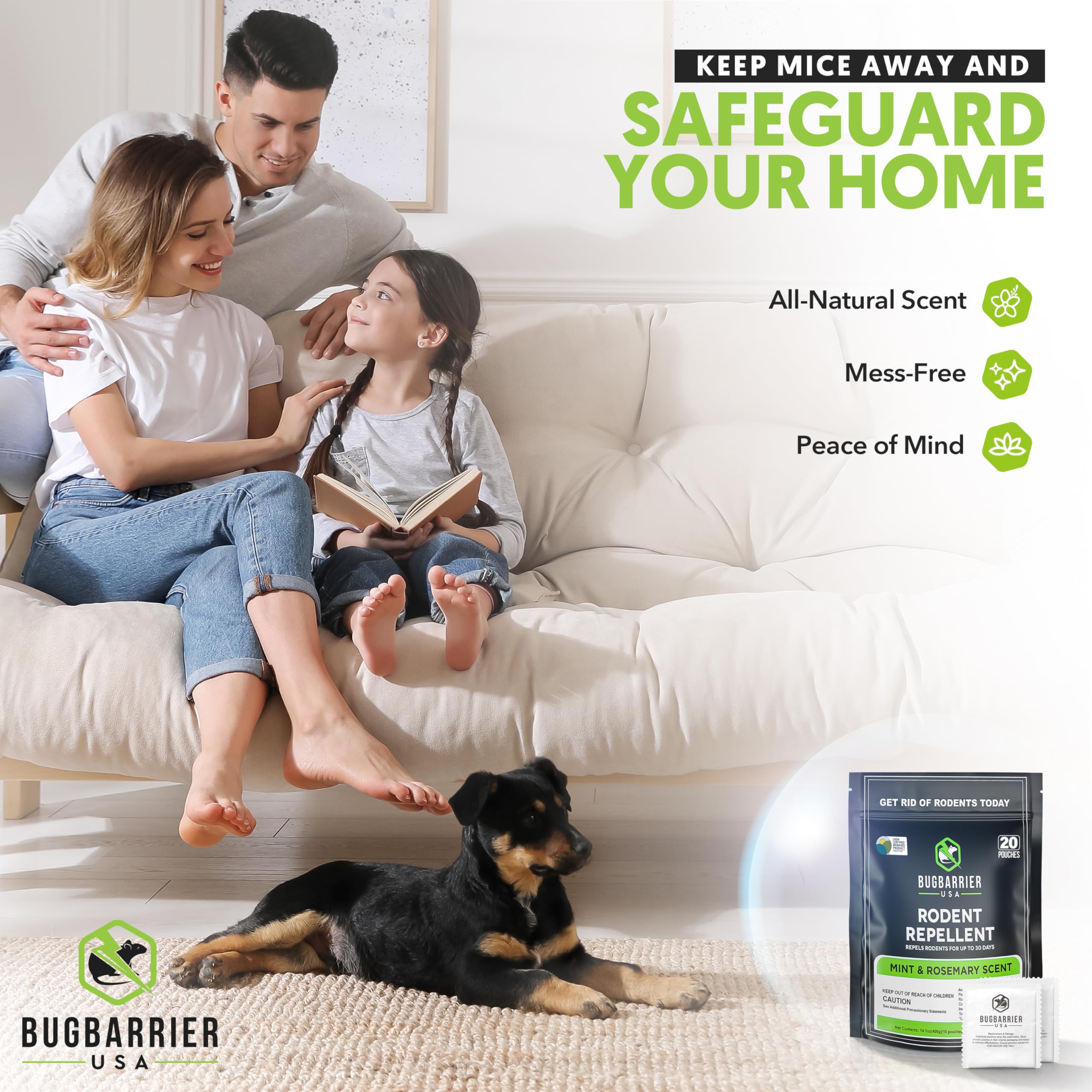 BugBarrier use in closets, garages, and sheds to deter mice with natural oils.