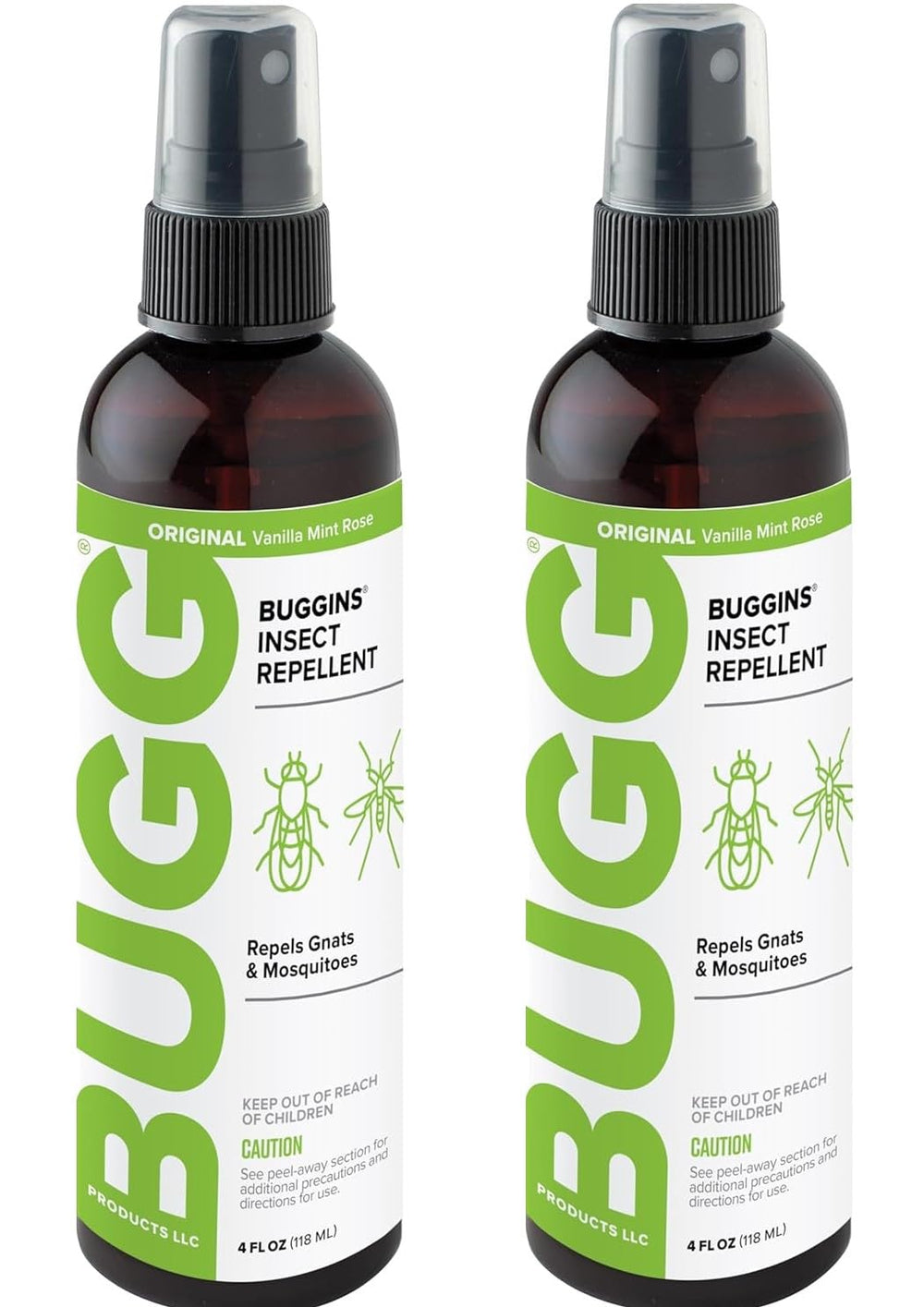 Buggins Original insect repellent spray, 4 oz bottle, ideal for outdoor use deterring gnats and mosquitoes