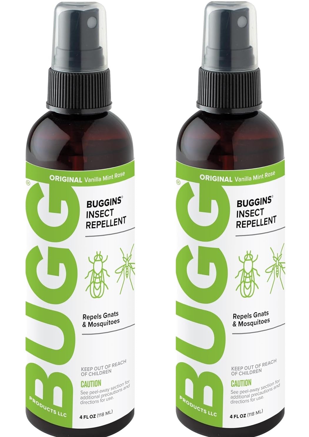 Buggins Original insect repellent spray, 4 oz bottle, ideal for outdoor use deterring gnats and mosquitoes