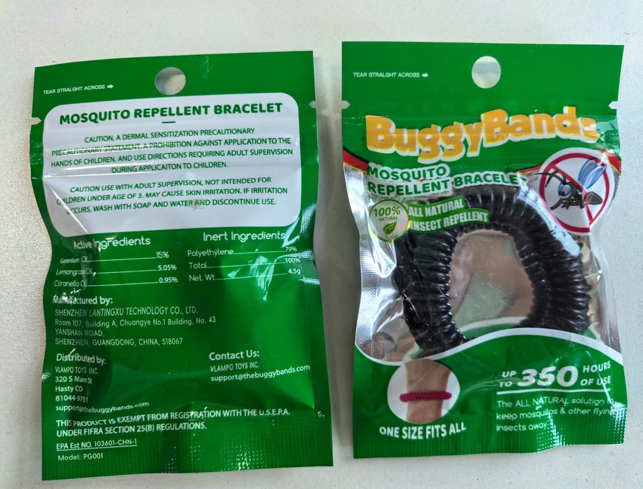 BuggyBands individually wrapped design keeps bracelets clean