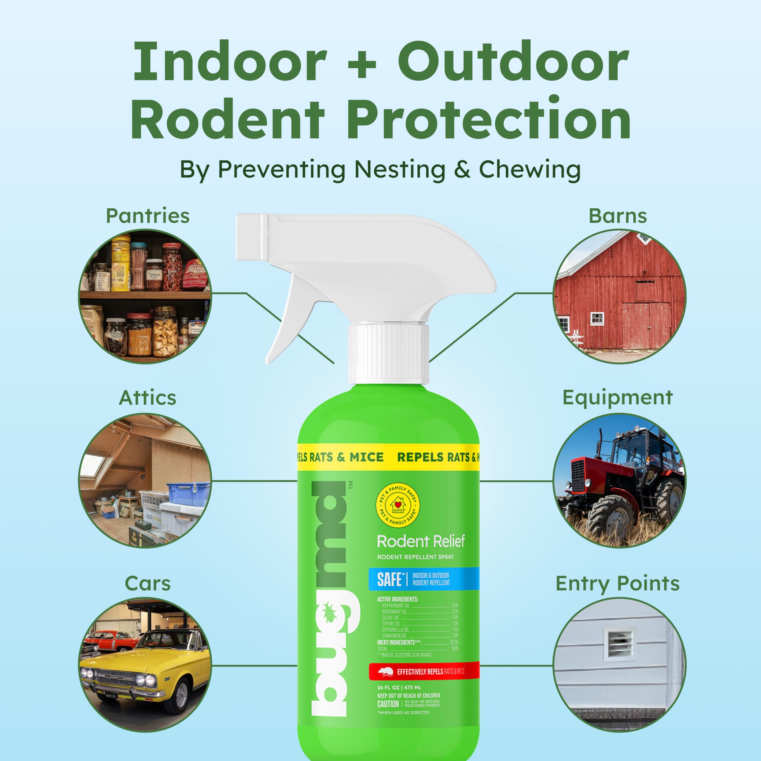BugMD rodent repellent outdoor application near entry points.