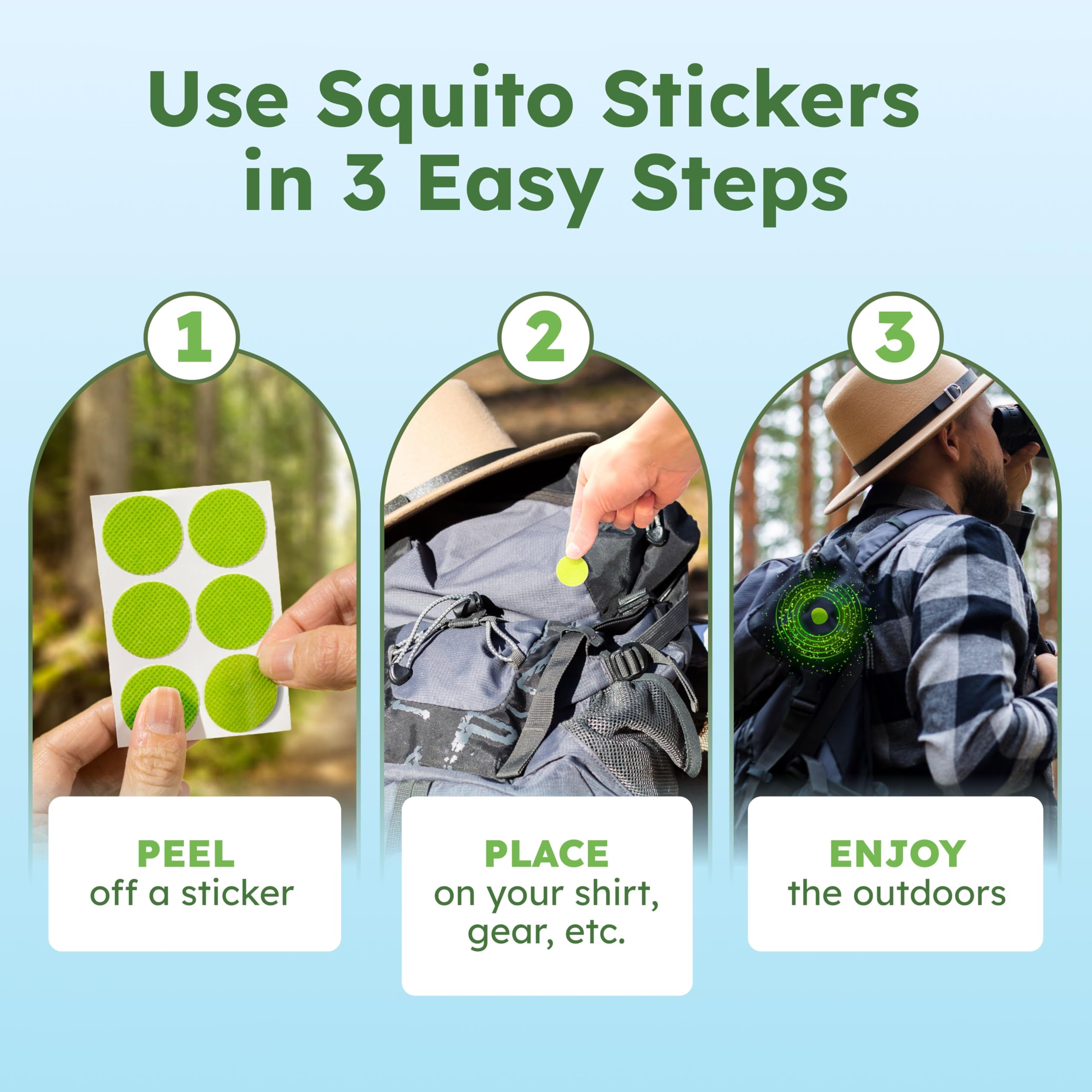 BugMD Squito Stickers feature natural citronella oil for scent-based deterrence