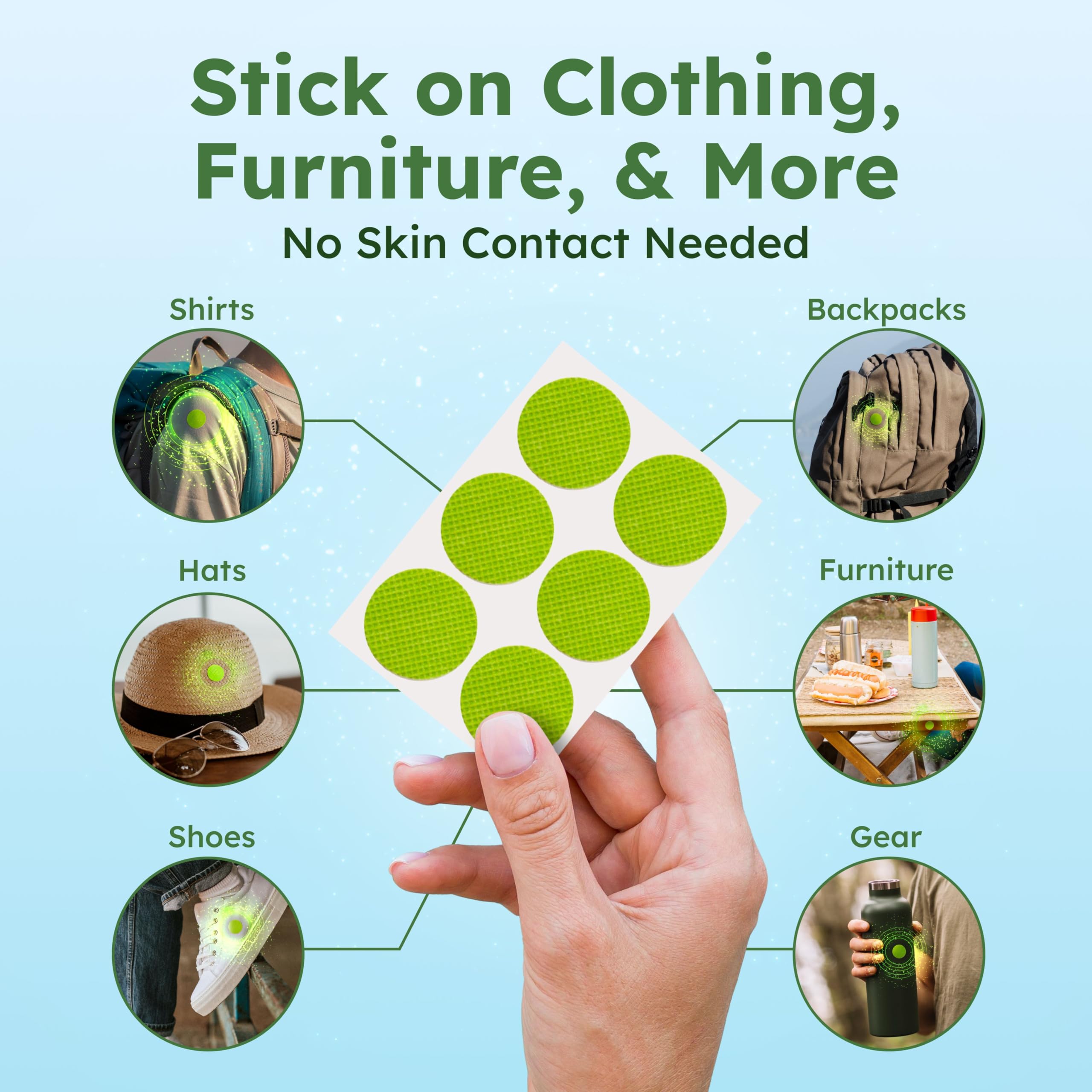 BugMD Squito Stickers on a beach chair offer travel-ready repellent