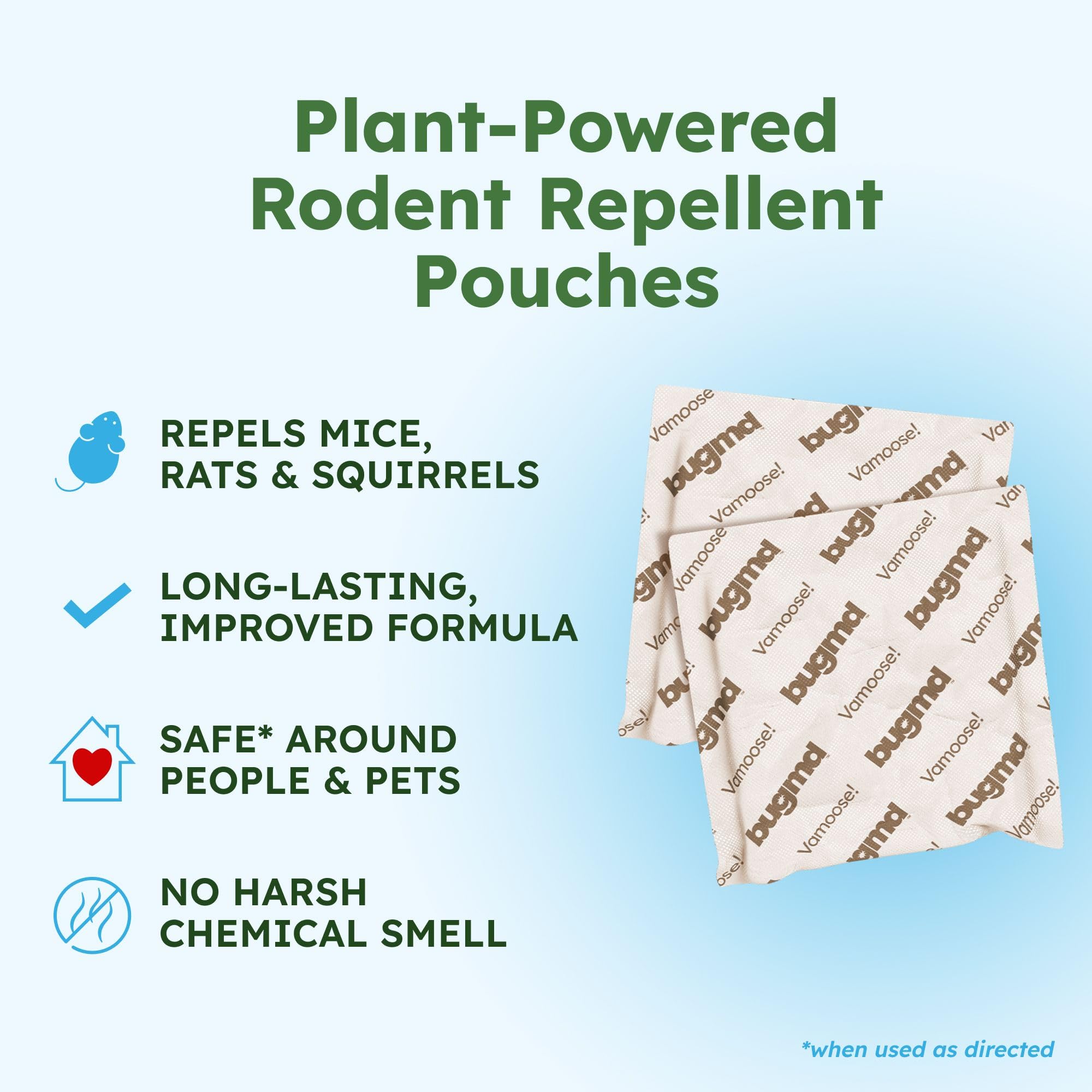 BugMD Vamoose Plus peppermint new formula badge signaling extended 30-day protection.