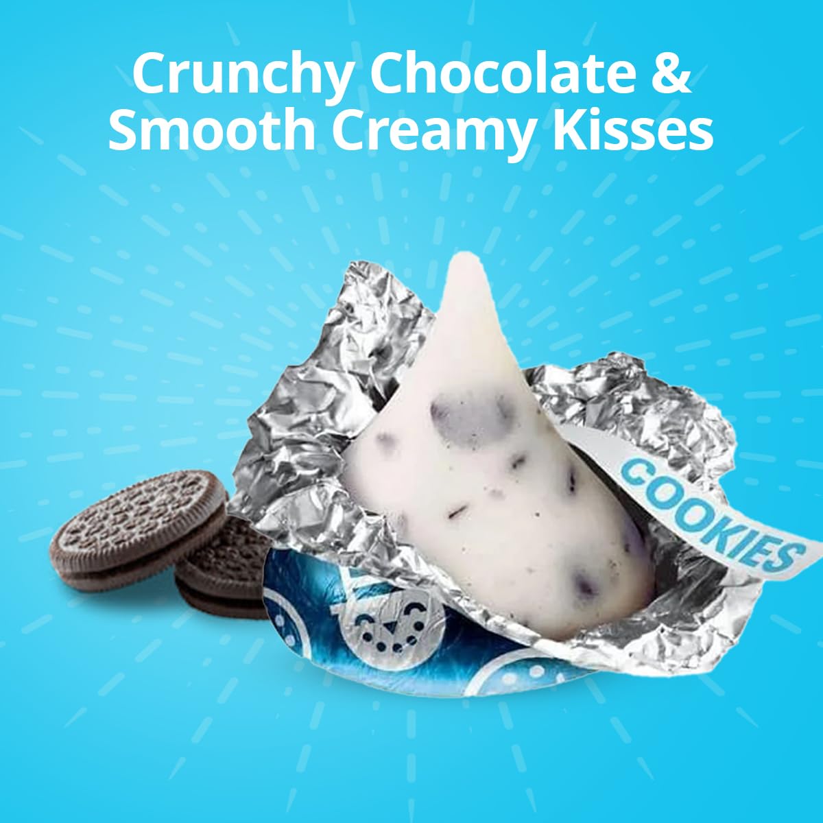 Buha Sweets Cookies & Cream Kisses on a dessert table for buffets.