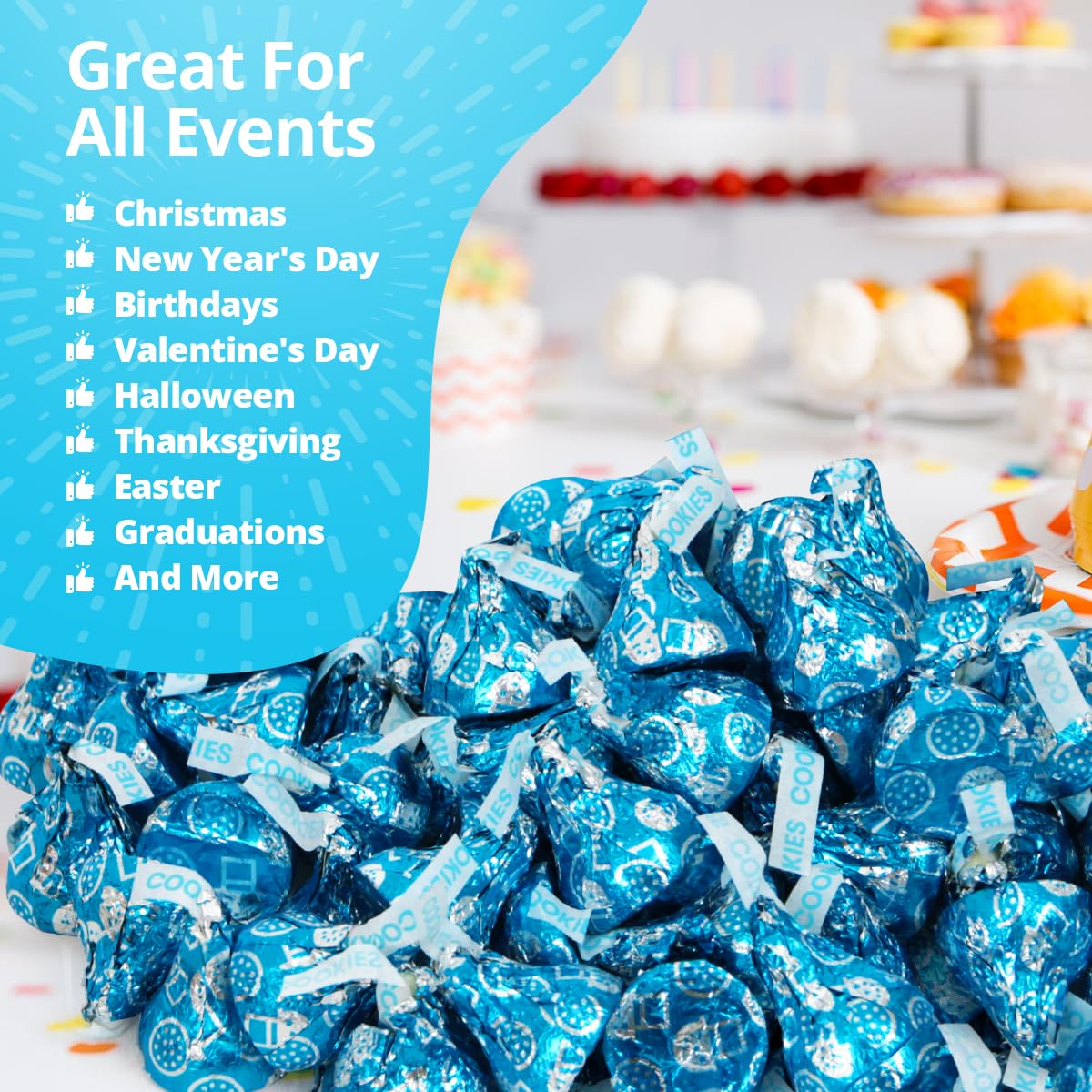 Buha Sweets Kisses in a candy dish for weddings or baby showers.
