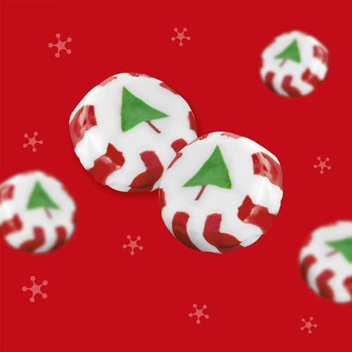Buha Sweets red and white peppermint swirl nougats for holiday tables.