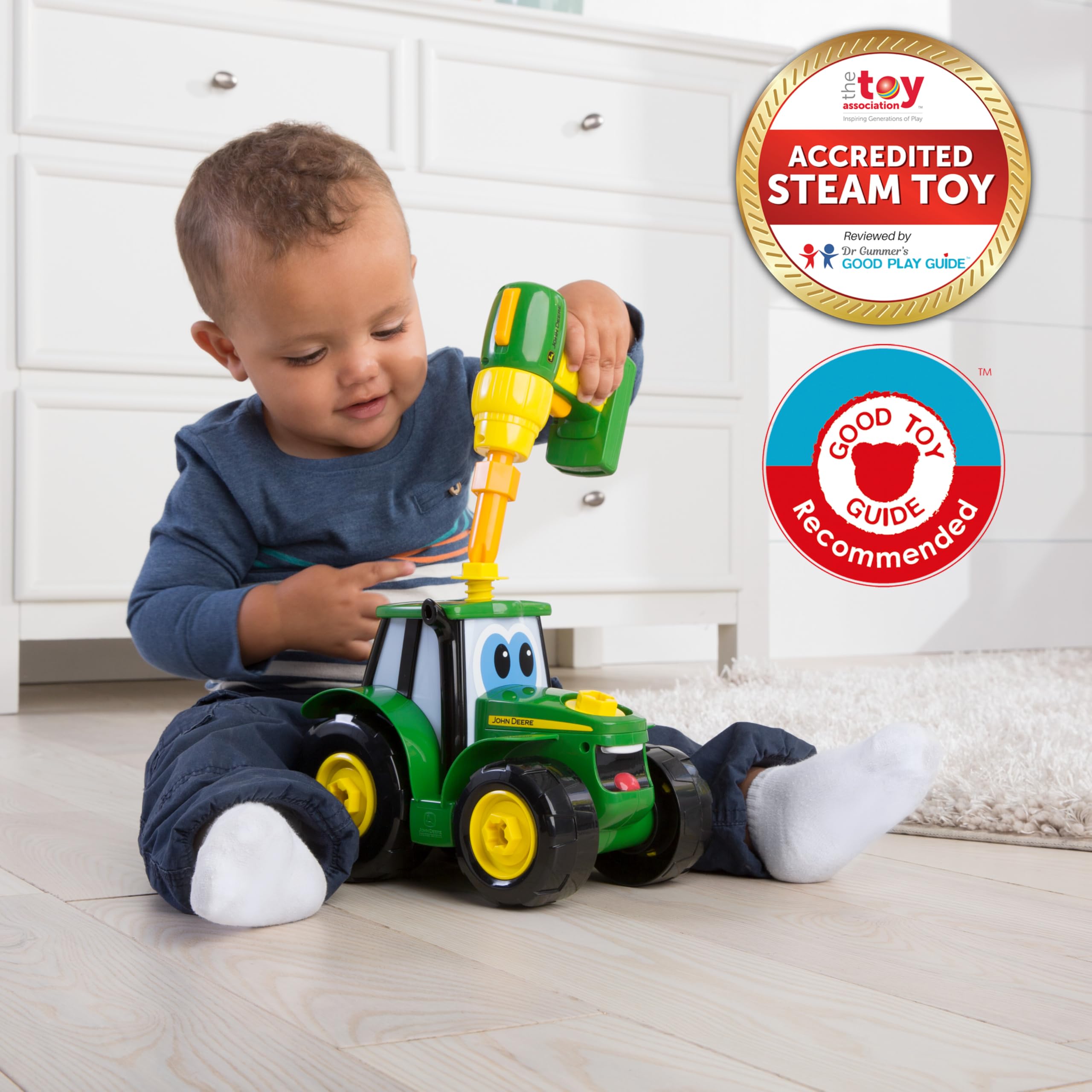 BUILD-A-BUDDY licensing graphics highlight authentic John Deere styling for kids.