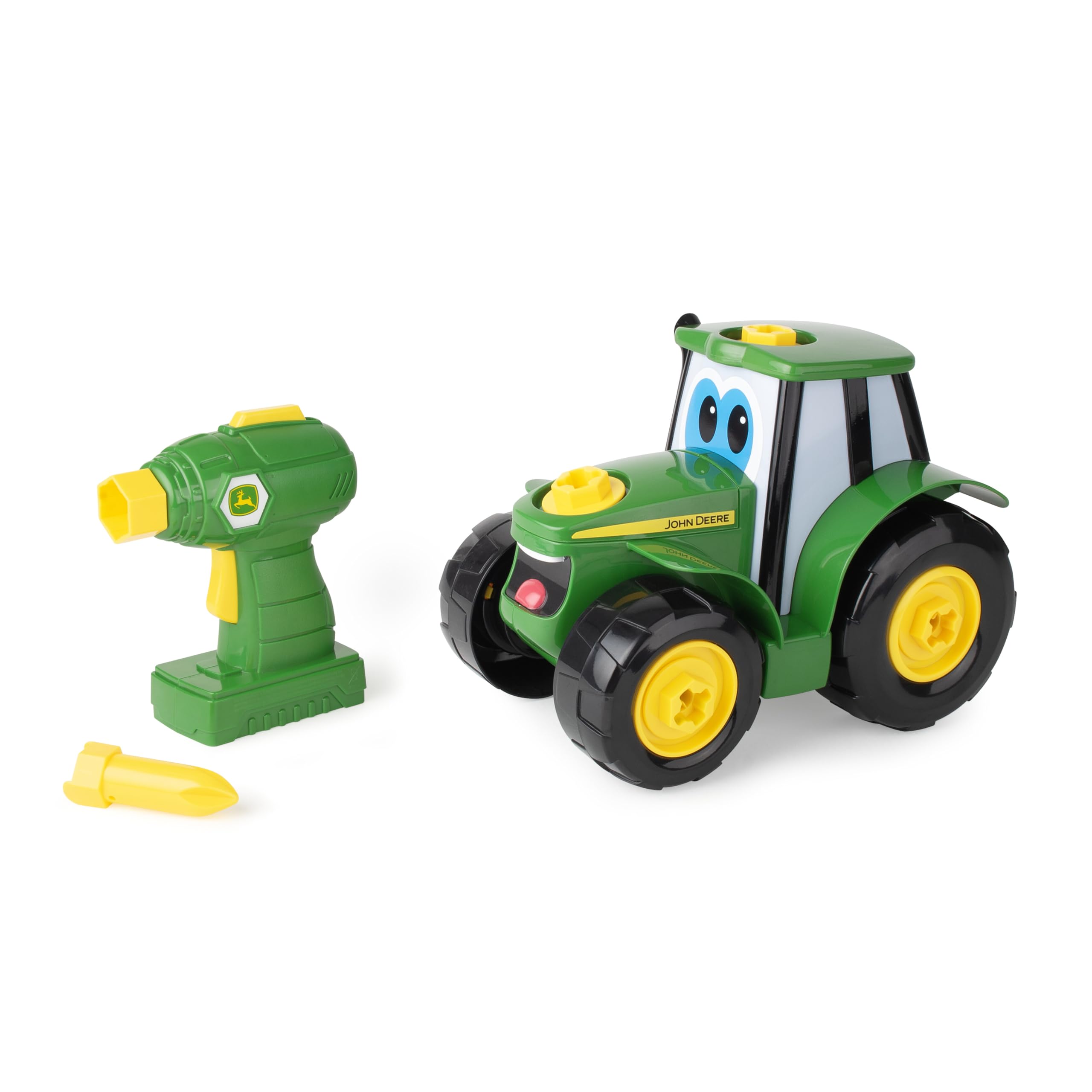 BUILD-A-BUDDY John Deere tractor toy assembled for open-ended play and creativity.