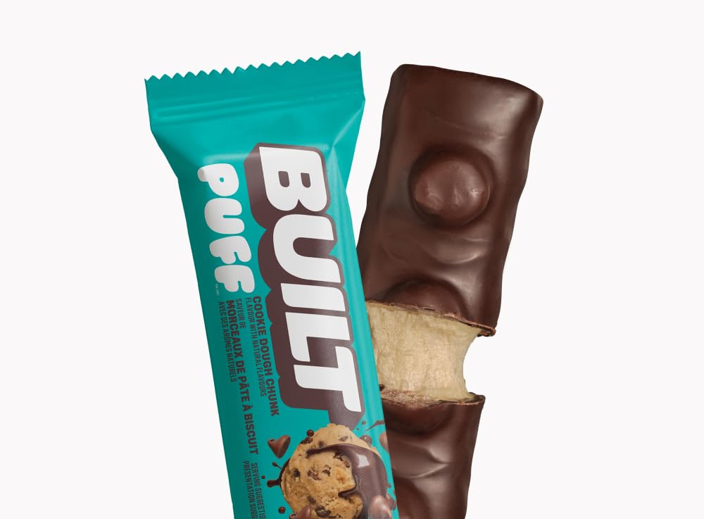 Built Bar Puff Cookie Dough wrapped, ready-to-grab snack.