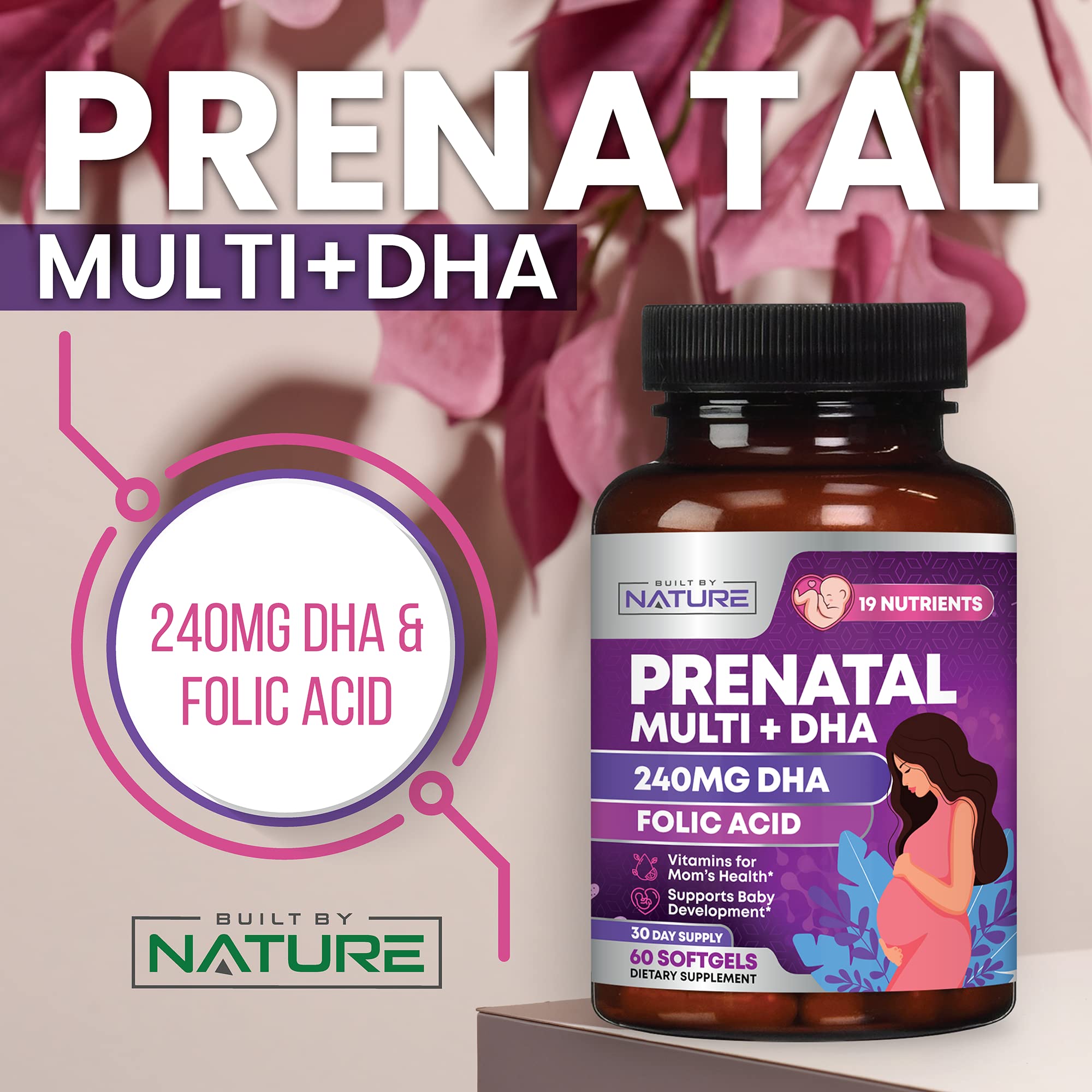 Built by Nature DHA softgels highlight brain development support for baby