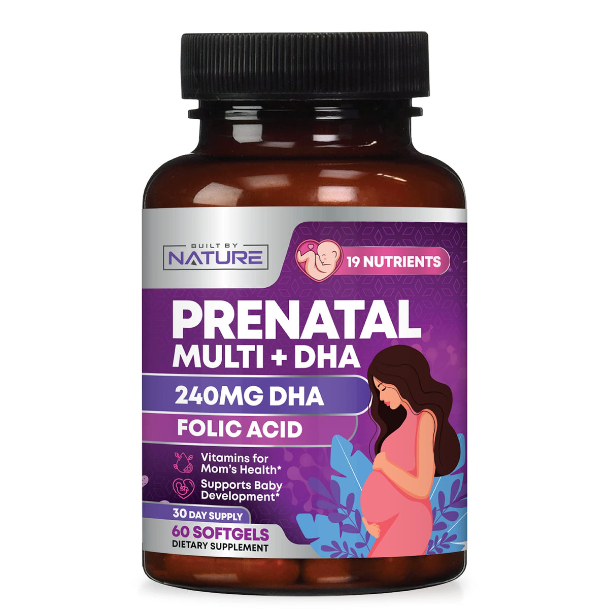 Built by Nature Prenatal softgel bottle for easy daily support during pregnancy