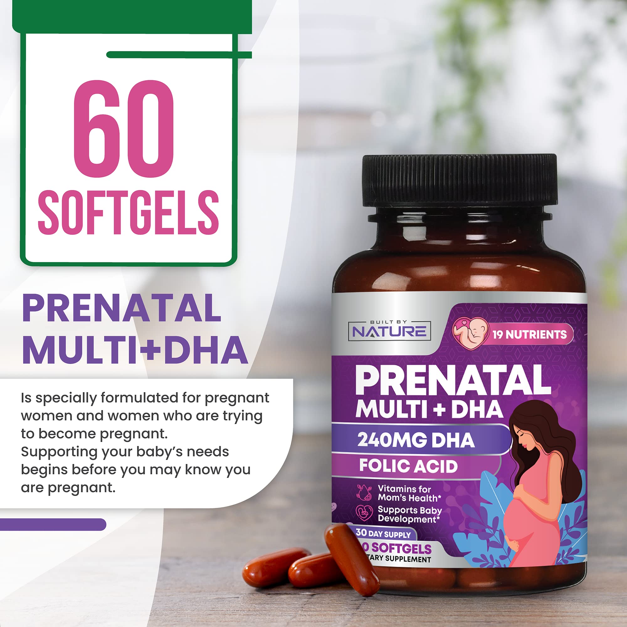 Built by Nature vitamins C and B12 for immune and energy balance