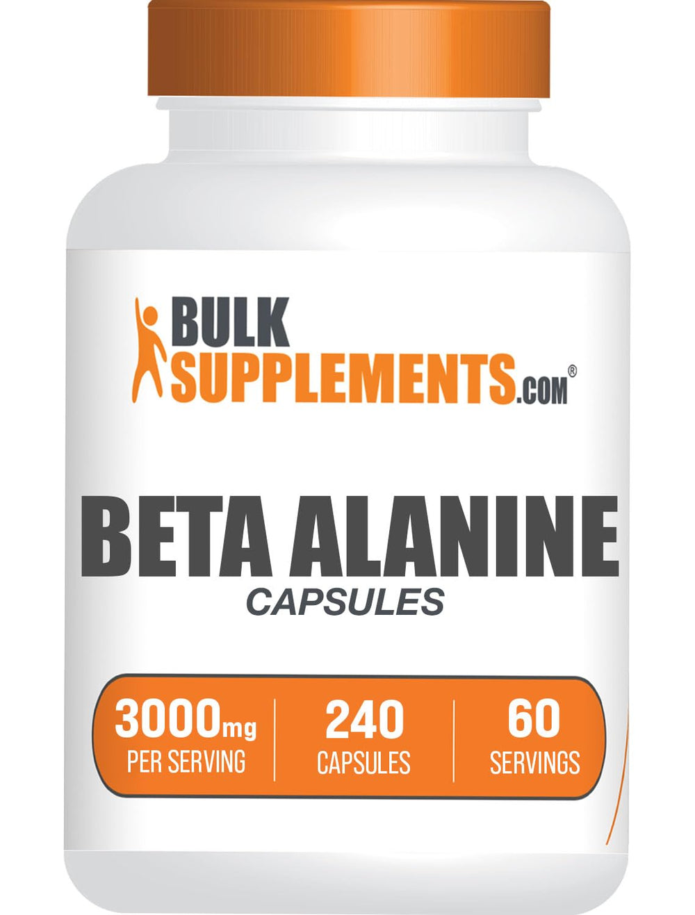 BulkSupplements Beta Alanine capsules 3000mg on display, supports active training sessions.