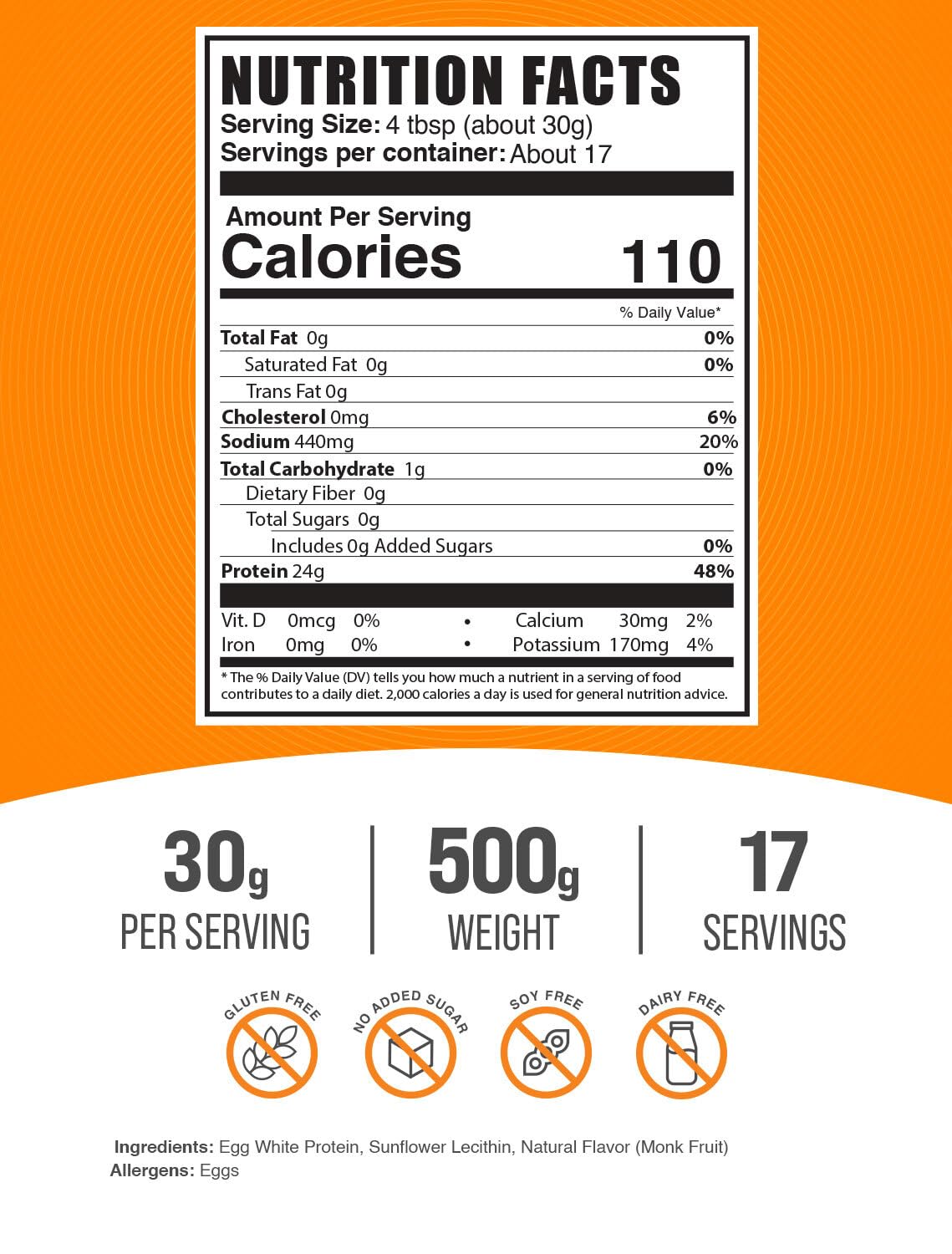 BulkSupplements Egg White Protein Powder scoop for easy measurement