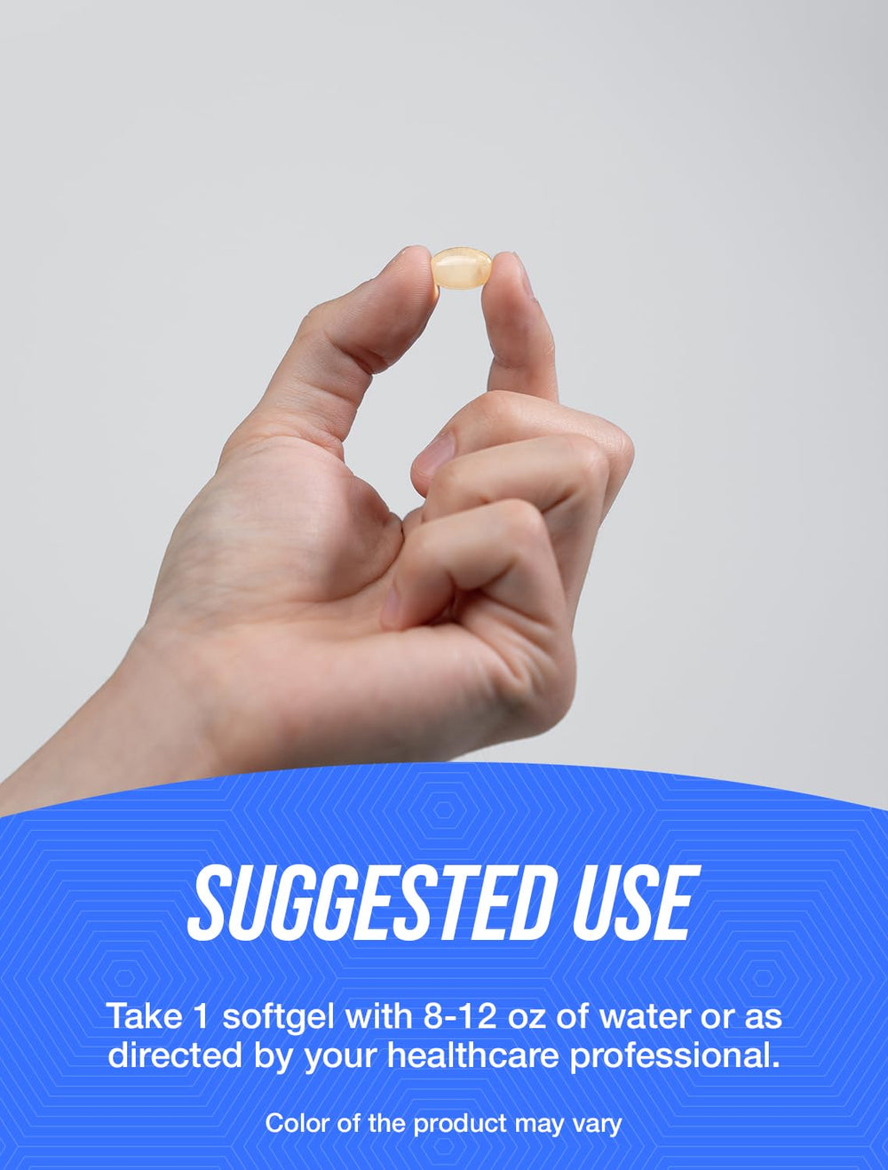 Dispensing a softgel from the BulkSupplements bottle; convenient daily dose.