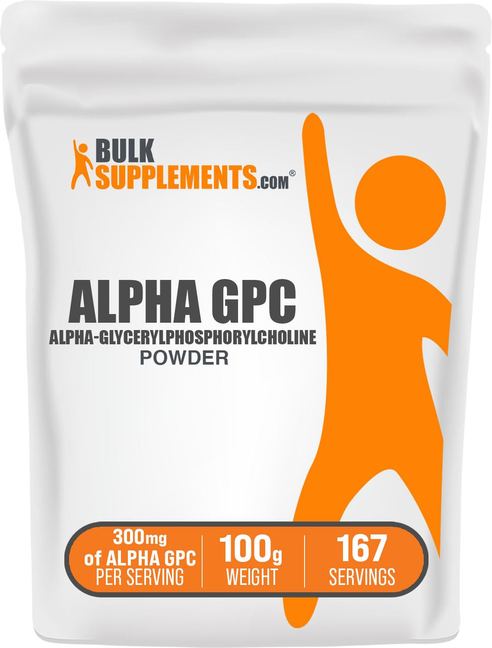 BulkSupplements Alpha GPC powder bottle for daily cognitive support in a gluten-free formula