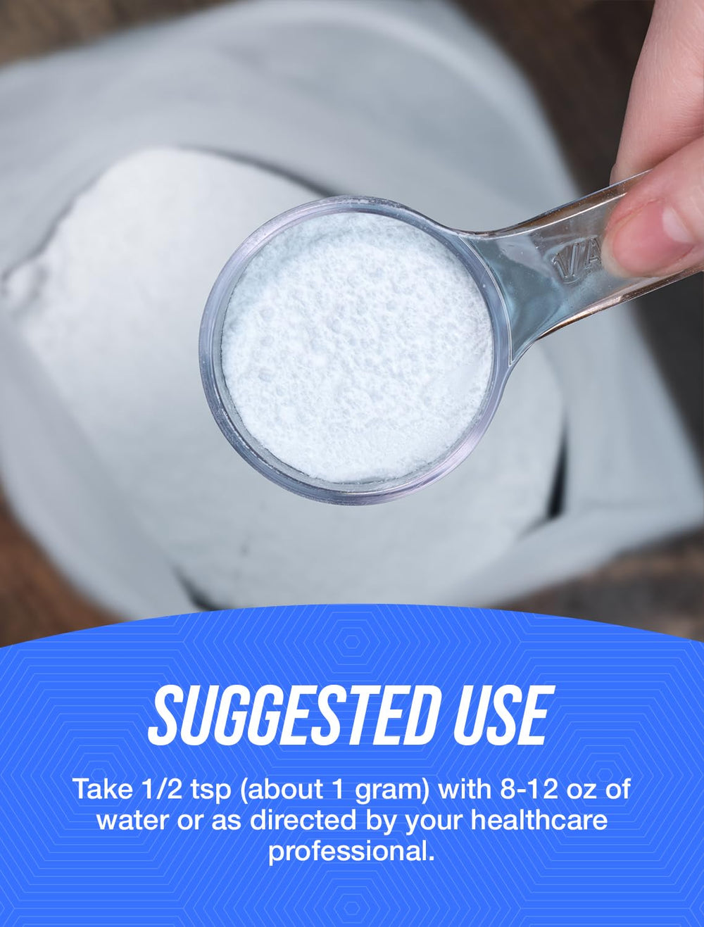 BulkSupplements Ascorbic Acid powder close-up showing fine, mixable texture.