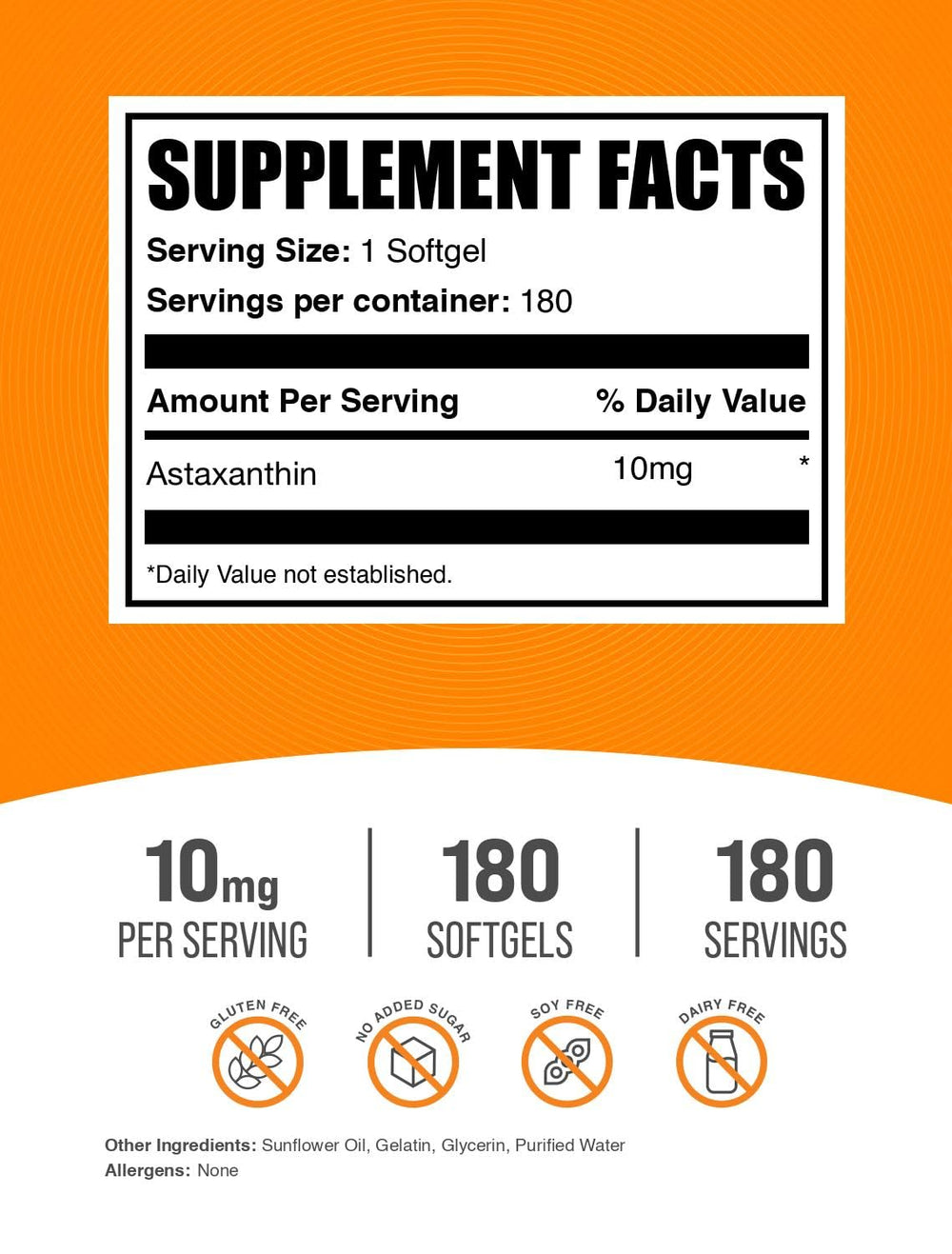 BulkSupplements Astaxanthin 12mg softgels being poured, convenient daily dose on the go.