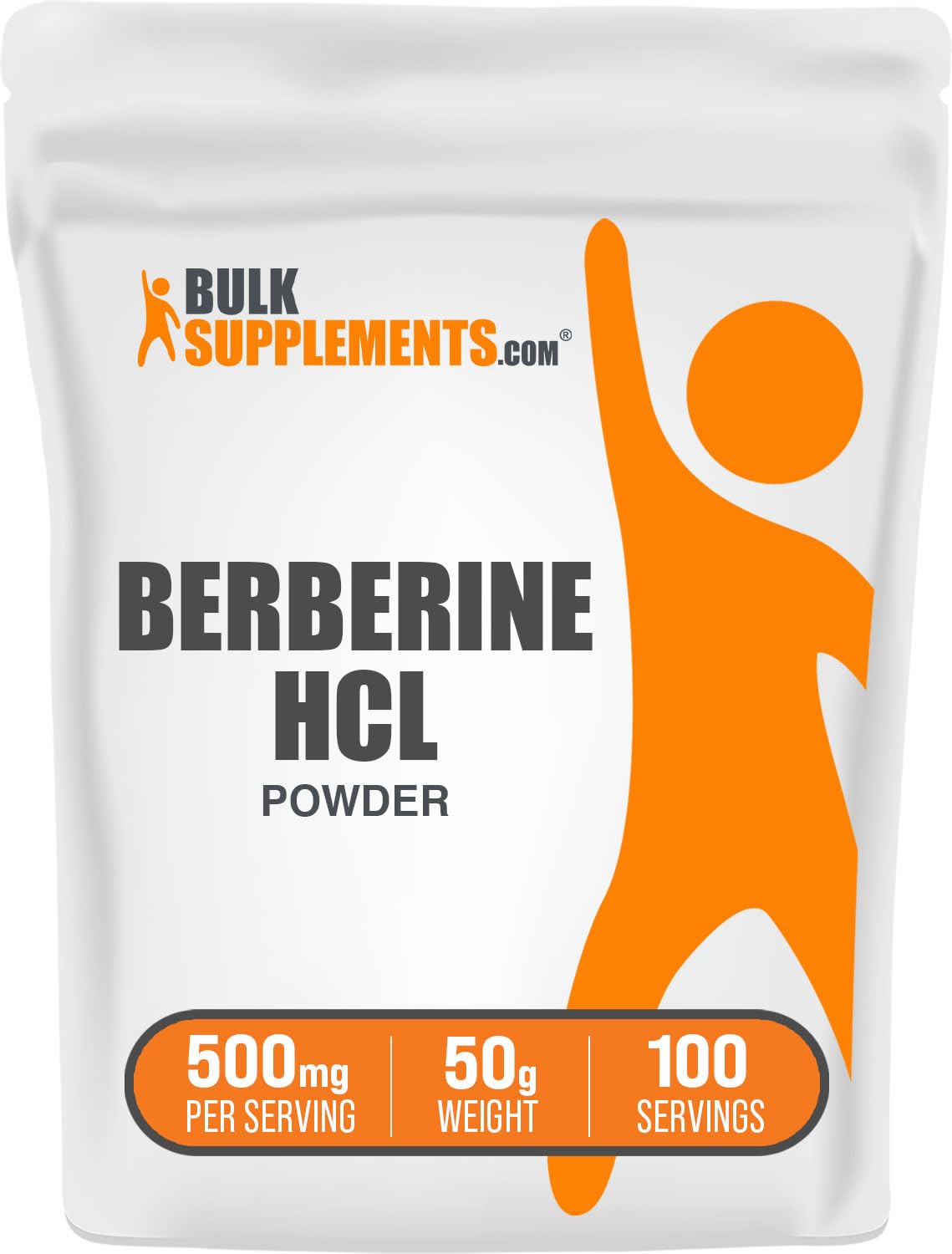 Bulksupplements Berberine HCl powder bottle showing potential digestion support.